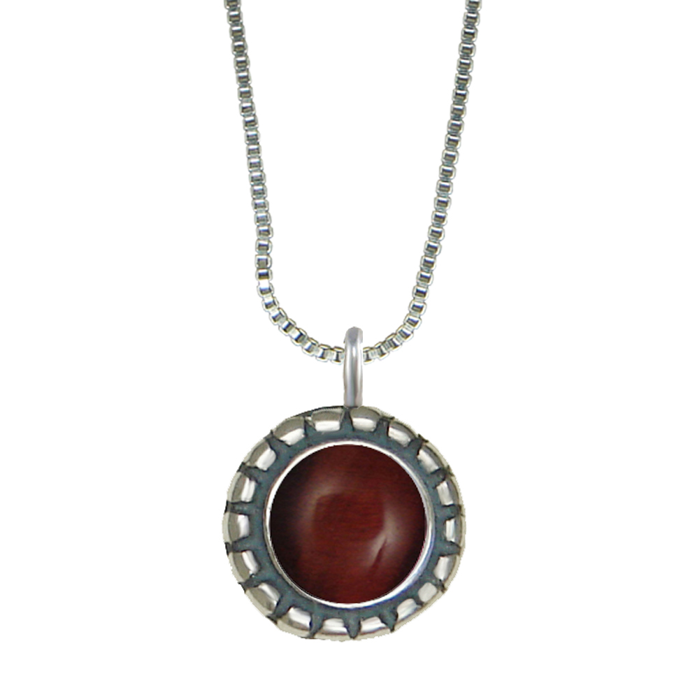 Sterling Silver Little Red Tiger Eye Pendant Necklace